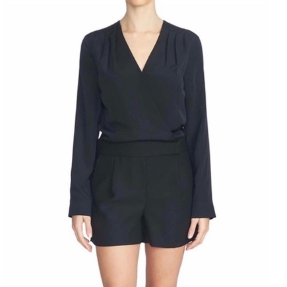 1. State Black Long Sleeve Surplice Romper